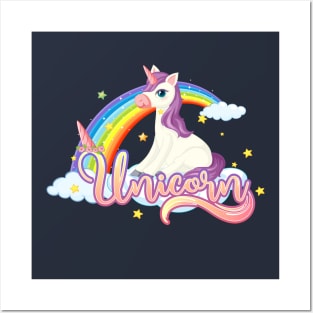 Cute unicorn with unicorn sign Posters and Art